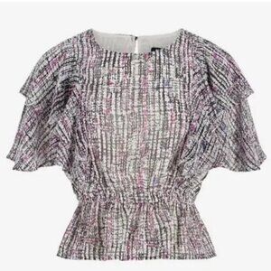 Express Ruffle Short Sleeve Peplum Blouse SZ XL